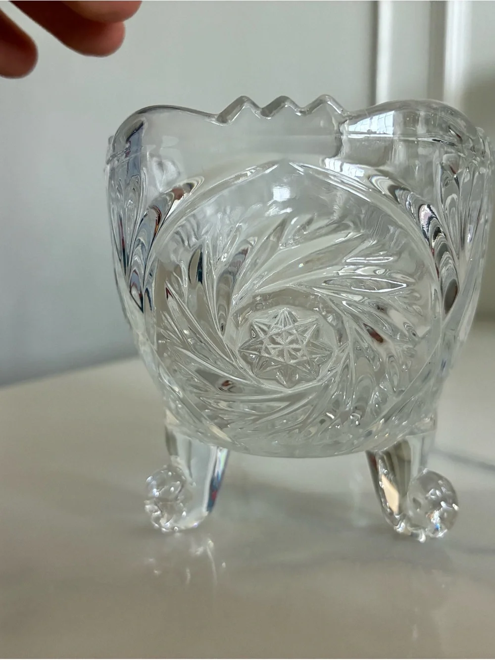 Clear Pressed Glass Footed Bowl - Elegant Crystal-Style Home Accent